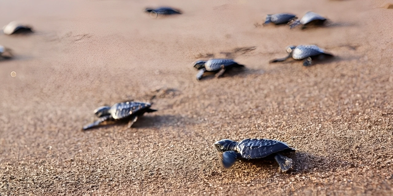 Turtles on morjim beach 
