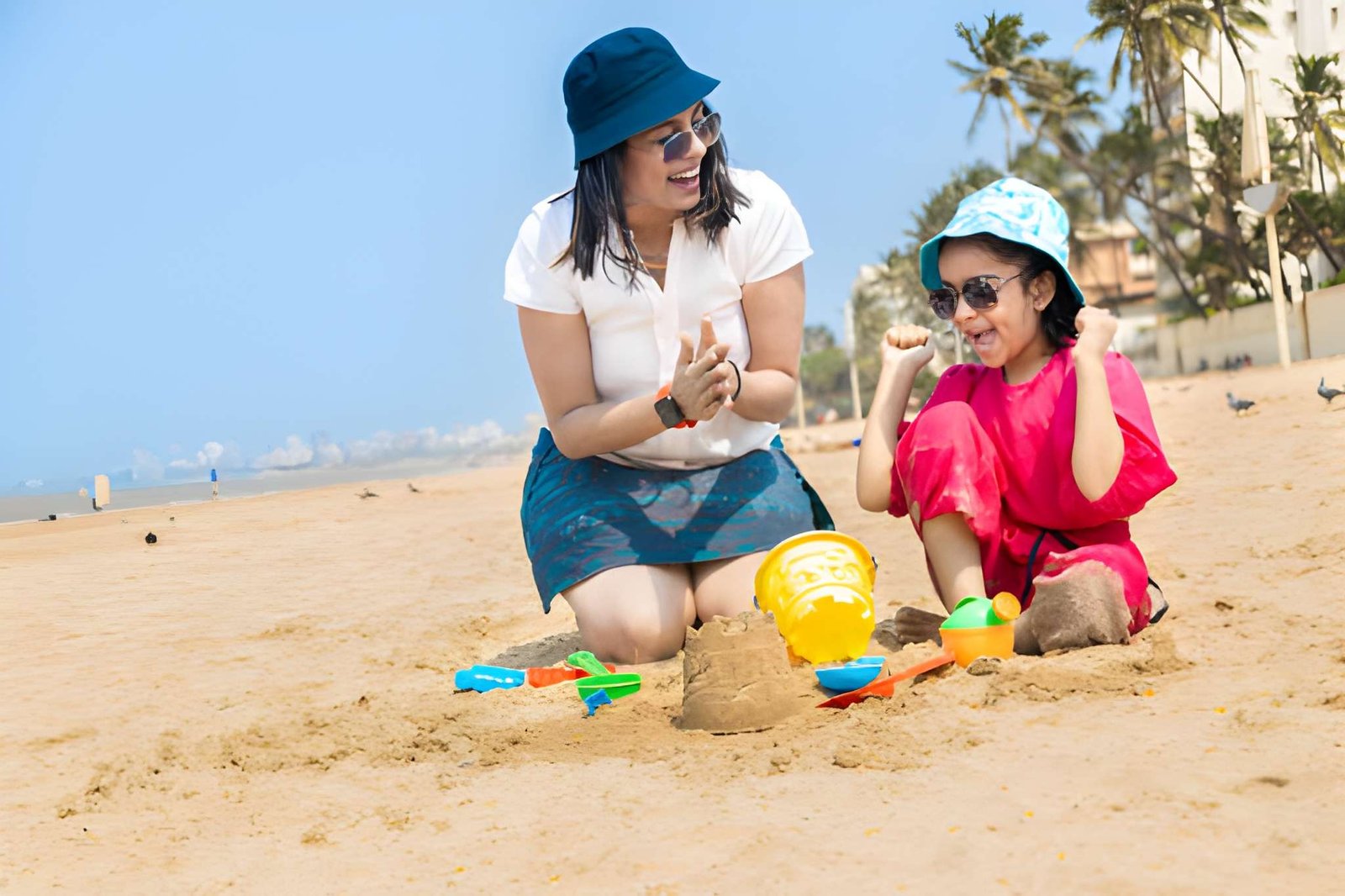 Mother and Daughter on Beach
