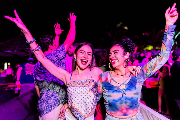 Young women during party outdoors